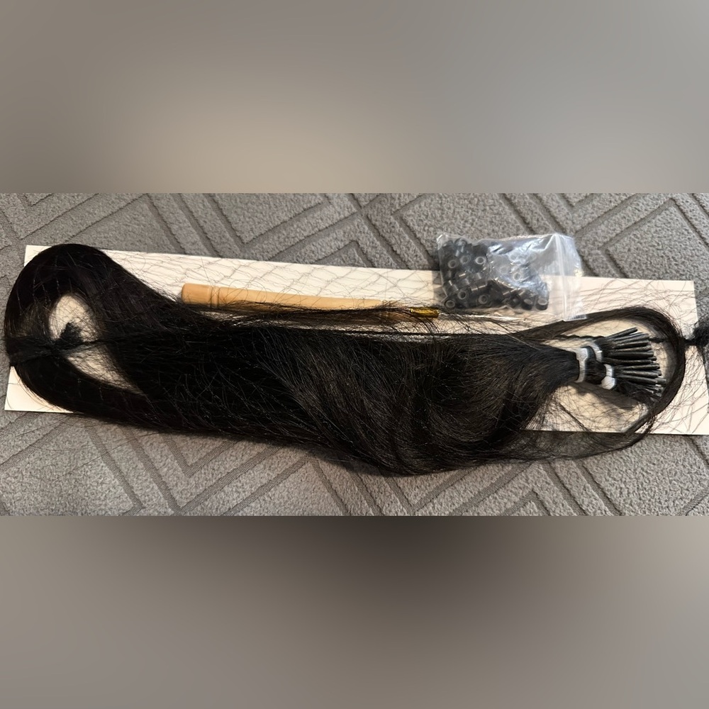 Tip Hair Extensions Human Hair, 16 InchNature Black Silky Straight christmas - Picture 5 of 6